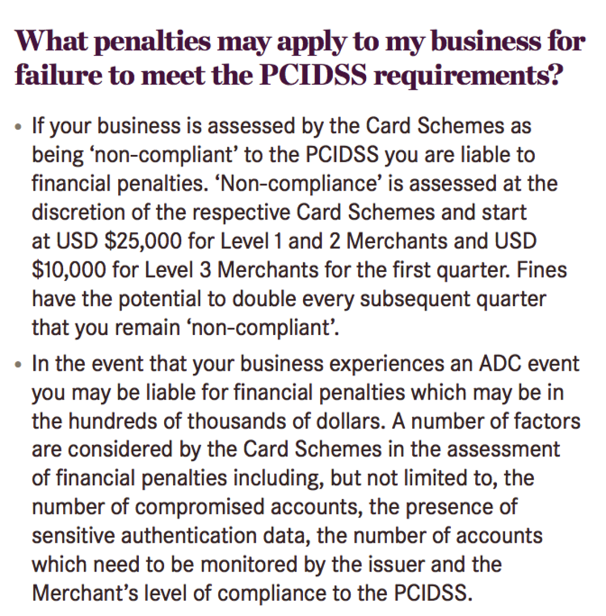 Westpac PCIDSS breach penalties