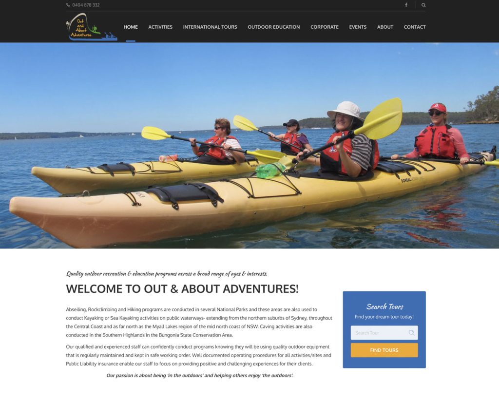 Out and About Adventures after redesign