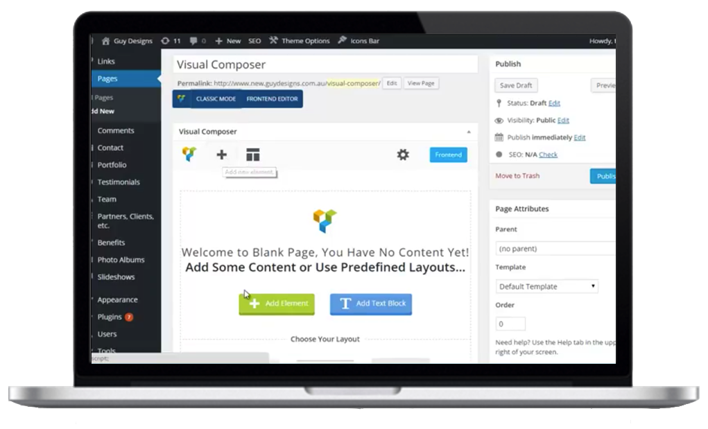 Visual Composer Adding Elements